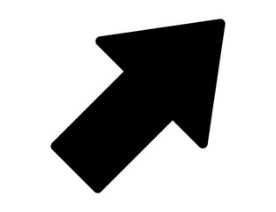 Obraz premium A black solid arrow pointing up and to the right is isolated on a transparent background. PNG