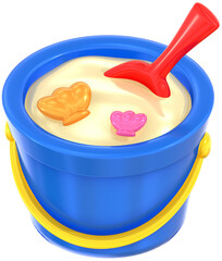 Sand bucket toy 3D summer illustration with colorful