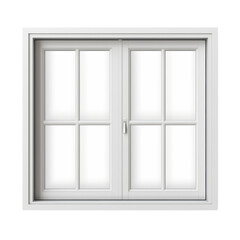 Obraz premium White plastic double window with grid pattern isolated on transparent background, home exterior cutout 