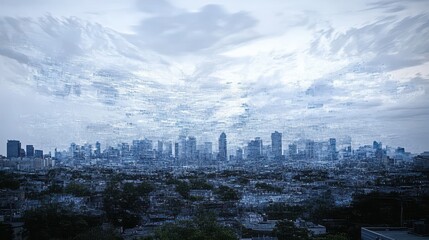 City skyline with blended sky effect.