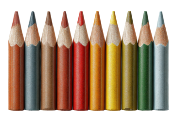 PNG Vibrant arrangement of multicolored sharpened pencils in a row
