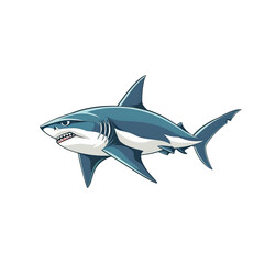 Obraz premium Illustration of a fierce-looking shark in vibrant colors swimming gracefully.