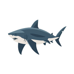 Obraz premium A cartoon representation of a fierce shark swimming gracefully through the water.