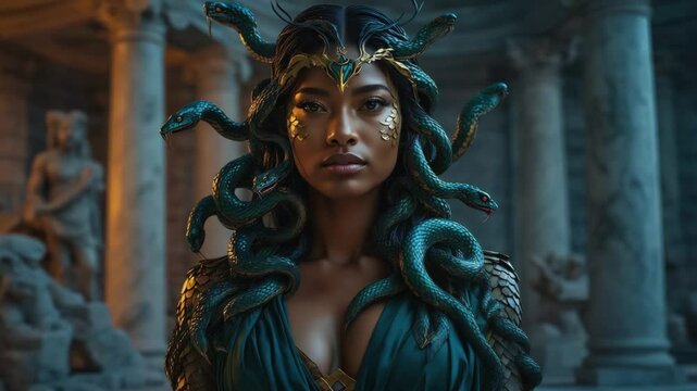Medusa with many snakes.