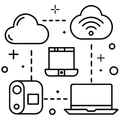 Cloud connectivity network icons wifi laptop