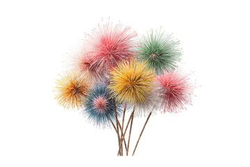 Obraz premium PNG Colorful abstract pom-pom bouquet with pastel hues