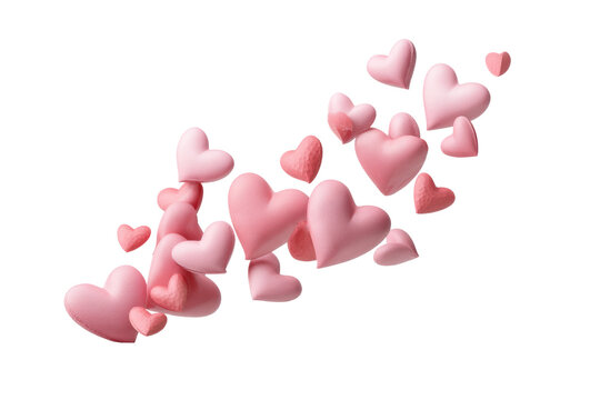 PNG Floating pink hearts on transparent background: love and romance theme