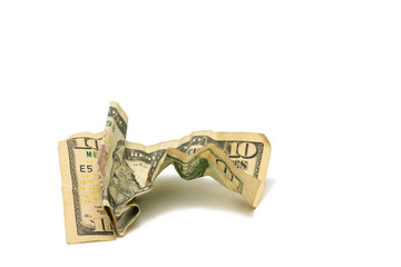 A Ten Dollar Bill Crumpled Up