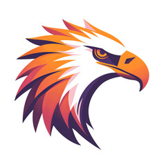 Obraz premium Stylized artwork of an eagle's head showcasing vibrant orange and purple hues.