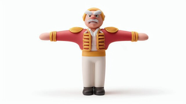 Cartoonish  Elderly  Figure  in  Formal  Costume  -  Static  Pose