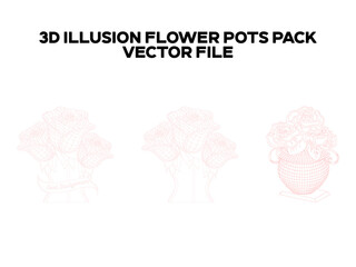3d sketch design pack of flower pots. Editable EPS file.