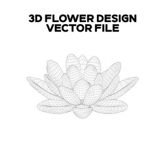 3d sketch design of a Flower . Editable EPS file.