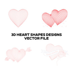 3d sketch Pack of hearts. Editable EPS file.