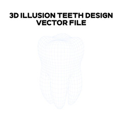 3d sketch design of a human teeth. Editable EPS file.