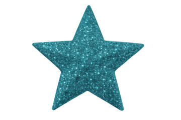 Obraz premium Teal glimmering star with transparent backdrop, enhancing holiday crafts and festive graphic design elements