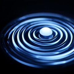 Blue Ripples Abstract Sphere Dark Background water