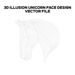 3d sketch design of a Unicorn. Editable EPS file.