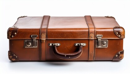 old suitcase isolated on white