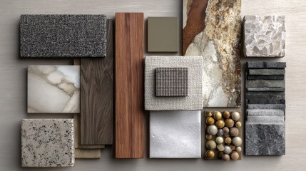 Moodboard of interior design materials.