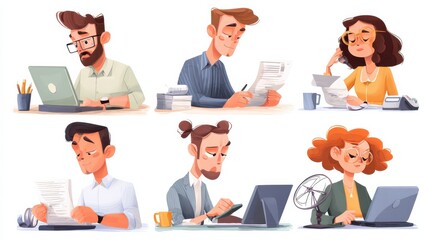 Fototapeta premium Remote payroll isolated cartoon vector illustrations set. Freelancer filling invoice, distance job payroll, money transfer online, remote work payment, get salary on bank account vector cartoon., no 