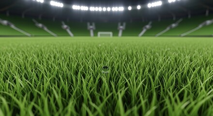 Close up of soccer field grass with stadium background perfect for sports and recreation visuals