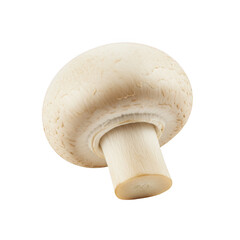 Fototapeta premium A single white button mushroom with a thick stem isolated on transparent background