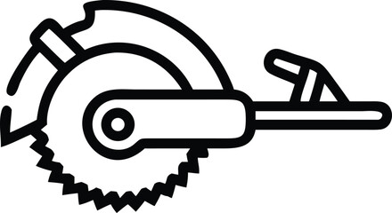 Circular saw tool line art icon for construction or woodworking projects