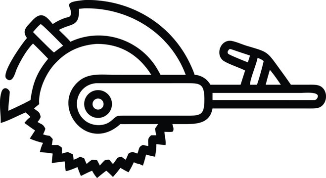 Circular saw tool line art icon for construction or woodworking projects - Powered by Adobe