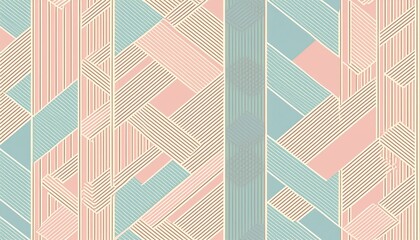 minimal geometric seamless pattern with intersecting lines and pastel colors