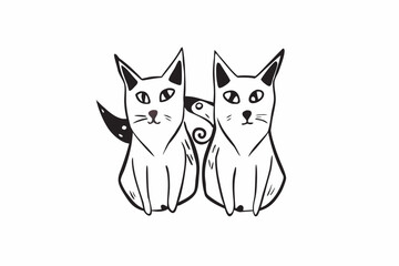 Obraz premium Russian Blue Cat Silhouettes – Sleek Vector Pet Animal Illustrations with short fur, graceful body lines, and expressive almond eyes