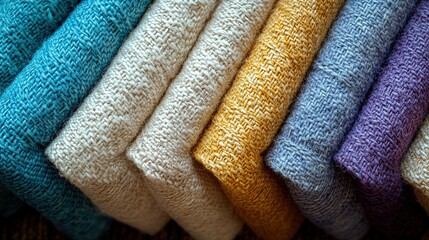 Multicolored Woven Fabric Rolls for Home Decor and Textile Design