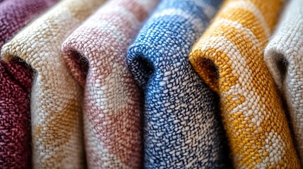 Close - up of Multicolored Textured Knitted Fabrics for Fashion Design