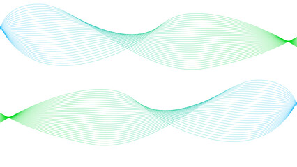 Vector curvy abstract line art wavy flowing dynamic colorful lines white background in concept music or sound, wave, wind, information flow	