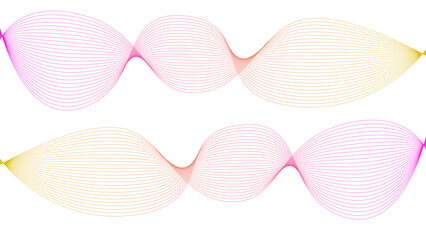 Vector curvy abstract line art wavy flowing dynamic colorful lines white background in concept music or sound, wave, wind, information flow	