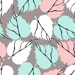 Seamless abstract leaves pattern. Vector Illustration.