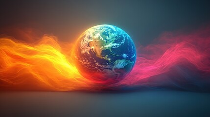 Global Planet with Dynamic Colorful Energy Streams