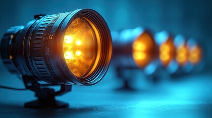 "Bright Stage Spotlights with Warm Glow for Events and Productions"