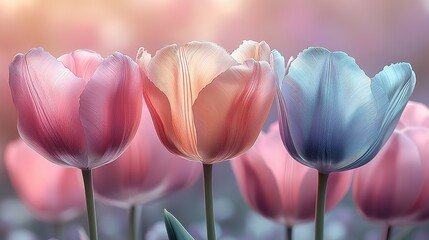 Vibrant Tulips in Soft Focus for Spring Decor and Floral Design