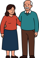 Obraz premium Elderly couple standing together in casual clothing vector illustration 