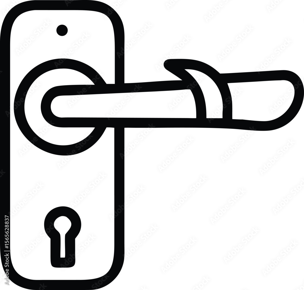 Poster door handle outline icon with keyhole for design and decoration projects