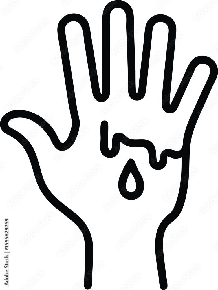 Poster dripping substance on open hand icon in outline simple style