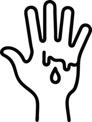 Obraz premium Dripping substance on open hand icon in outline simple style
