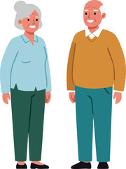 Fototapeta premium Elderly couple smiling together casual clothing standing illustration vector 