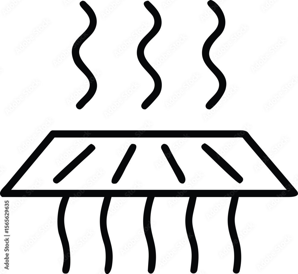 Poster drying process icon outline with steam and surface for design projects