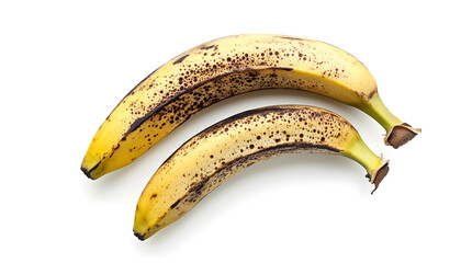 Banana peel with dark spots isolated on white, top view