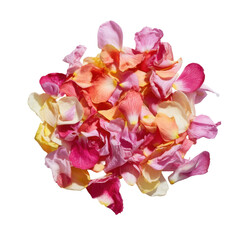 A cluster of dried rose petals