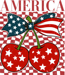 Obraz premium America Coquette SVG , Retro America Checkered SVG, Patriotic SVG 