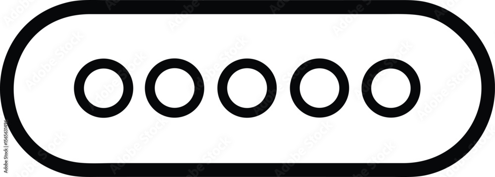 Poster ellipse with rounded corners containing five circles line art symbol