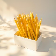 Set of yellow colored pencils