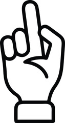 Finger pointing up illustration, hand gesture in outline style, bold line